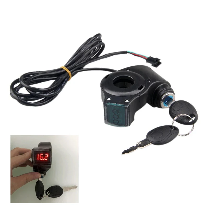 Electric Bicycle Thumb Throttle Voltmeter Digital Battery Voltage Key Switch Power Key Lock Electric Bike Accessories - Image 3